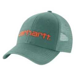 'Carhartt' Men's Canvas Mesh-Back Logo Graphic Cap - Slate Green