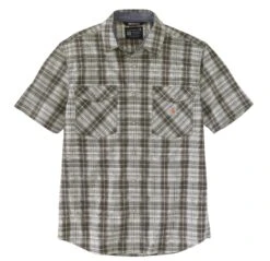'Carhartt' Men's Rugged Flex Relaxed Fit Lightweight Snap Front Short Sleeve Plaid - Elm