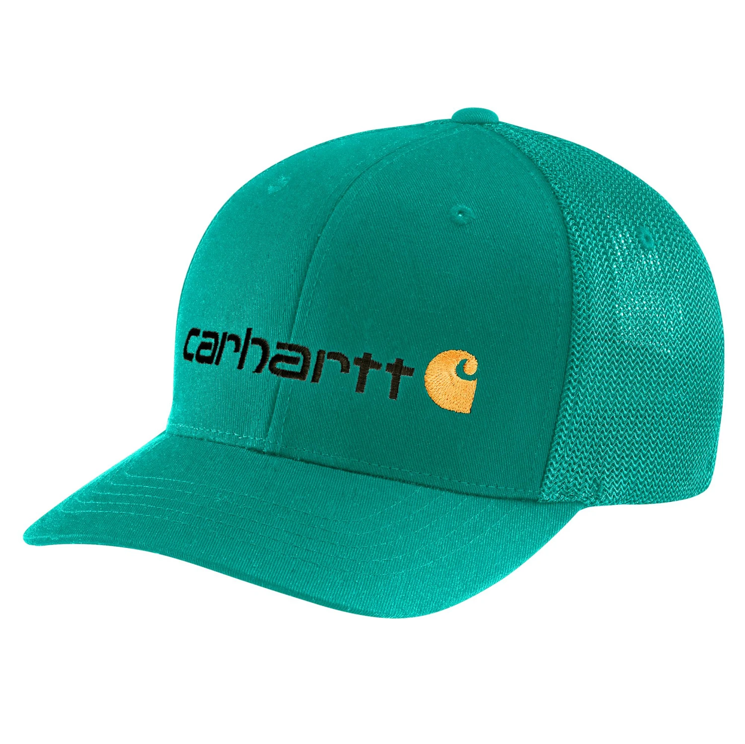 'Carhartt' Men's Rugged Flex Fitted Canvas Mesh-Back Logo Graphic Cap - Cadmium Green 3 'Carhartt' Men's Rugged Flex Fitted Canvas Mesh-Back Logo Graphic Cap - Cadmium Green