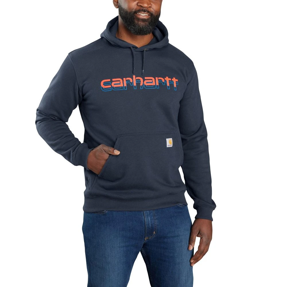'Carhartt' Men's Rain Defender® Midweight Logo Graphic Hoodie - Navy 3 'Carhartt' Men's Rain Defender® Midweight Logo Graphic Hoodie - Navy