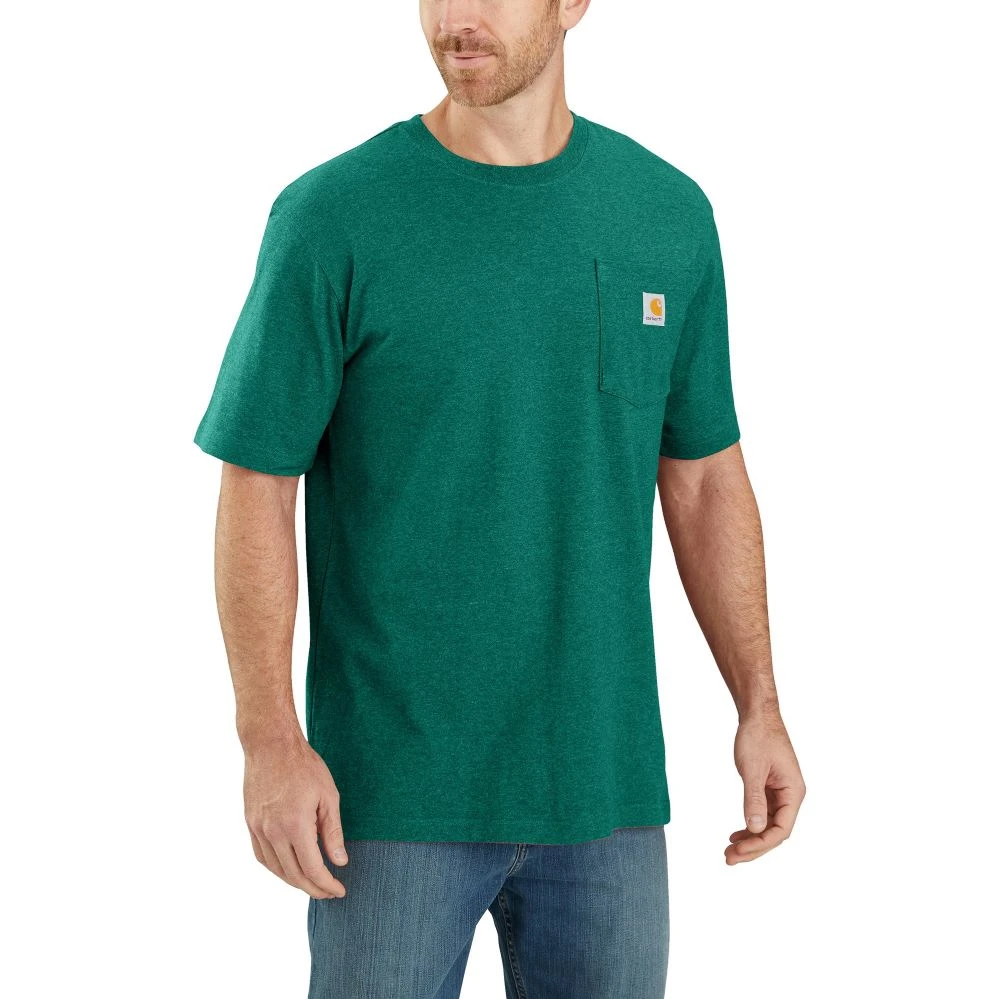 'Carhartt' Men's Loose Fit Heavyweight Pocket T-Shirt - Cadmium Green Heather 3 'Carhartt' Men's Loose Fit Heavyweight Pocket T-Shirt - Cadmium Green Heather