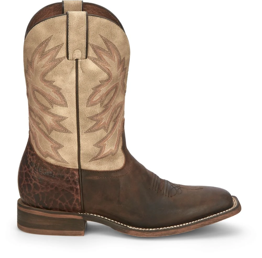 'Nocona' Men's 11" Henry Western Square Toe - Antiqued Brown Cowhide / Vintage Stone 3 'Nocona' Men's 11" Henry Western Square Toe - Antiqued Brown Cowhide / Vintage Stone