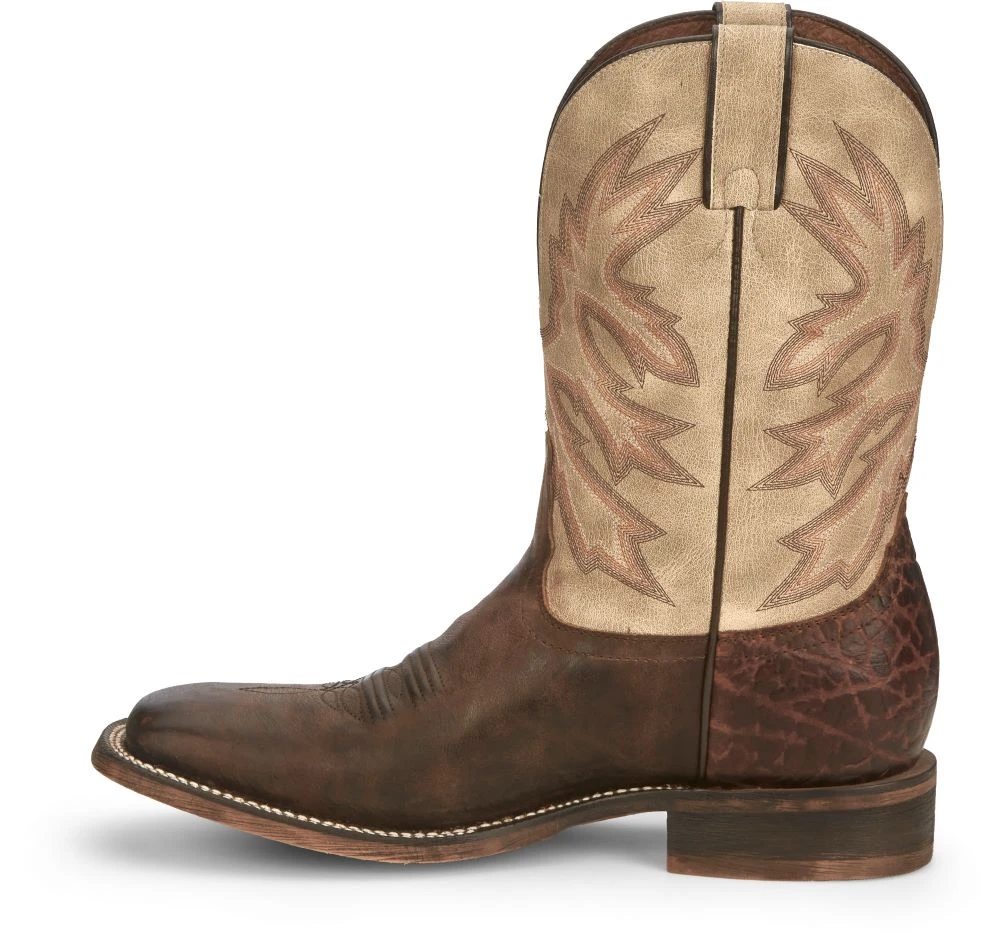 'Nocona' Men's 11" Henry Western Square Toe - Antiqued Brown Cowhide / Vintage Stone 11 'Nocona' Men's 11" Henry Western Square Toe - Antiqued Brown Cowhide / Vintage Stone - Image 9