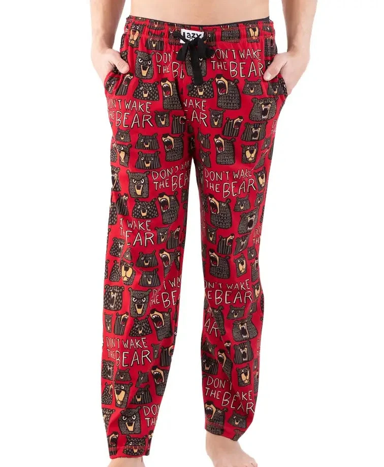'Lazy One' Men's Don't Wake The Bear PJ Pants - Red 4 'Lazy One' Men's Don't Wake The Bear PJ Pants - Red - Image 2